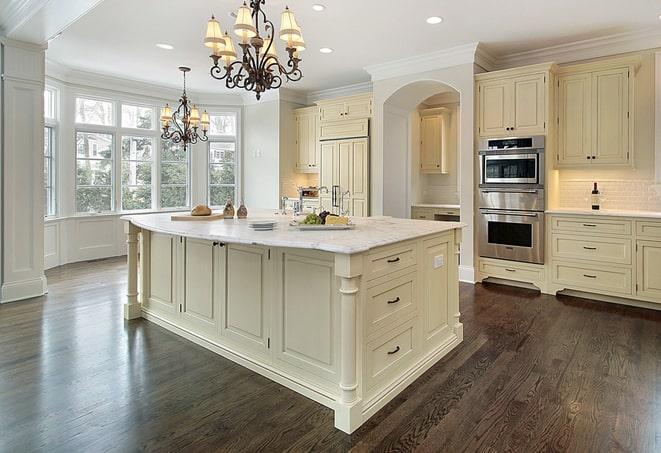 close-up of wood-look laminate flooring planks in Abington, MA