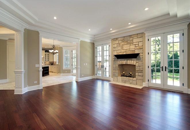 sleek, engineered wood flooring in a contemporary kitchen